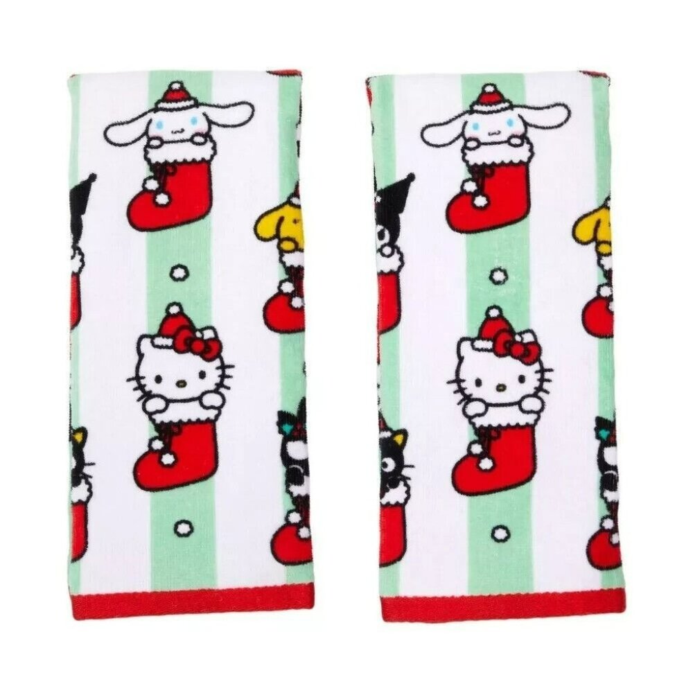Sanrio Hello Kitty & Friends Christmas Stockings Hand Towels 2 Pieces 15" x 25"